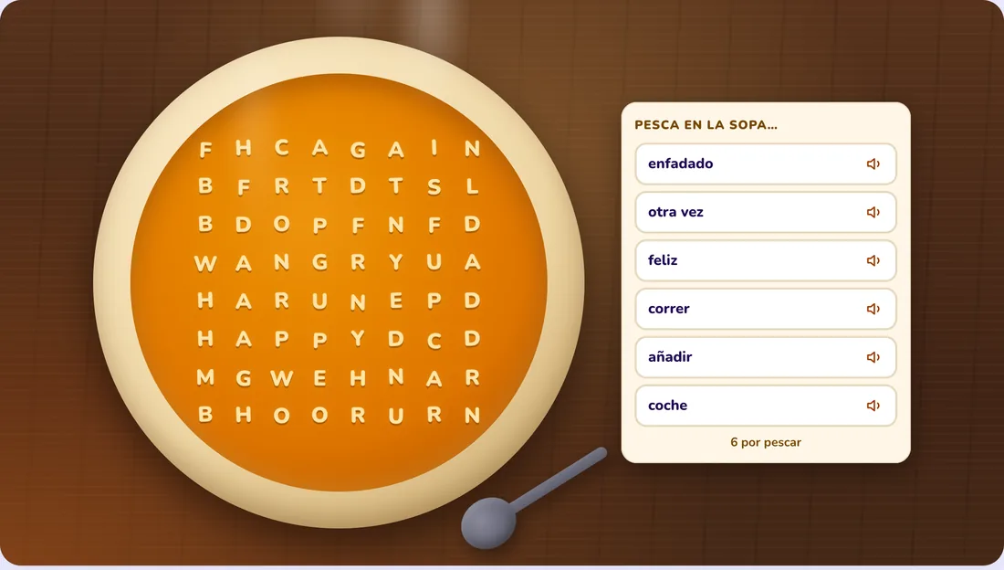 Minijuego Sopa de letras