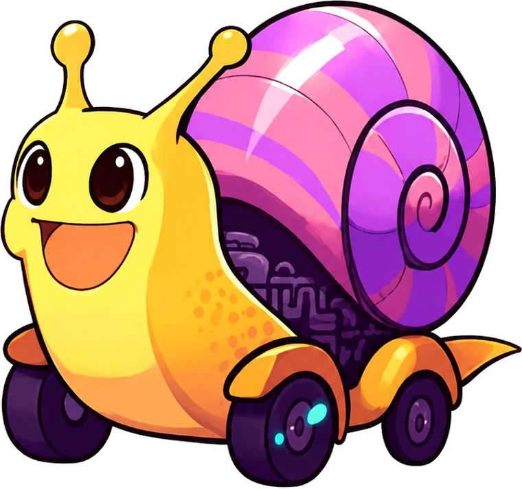 Caracol con ruedas de coche
